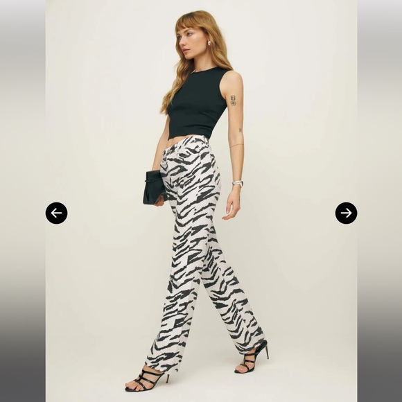 Reformation Denim - Reformation‎ Cynthia Zebra Print High Rise Straight Jeans